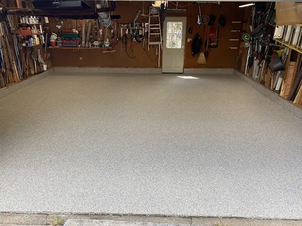 Garage floor after polyurea flake coating — Walchak Concrete project 6